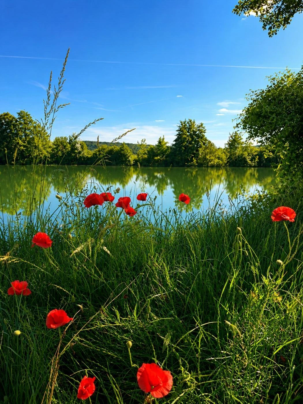 Bords de Marne avec coquelicots à Charly-sur-Marne